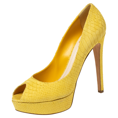 Pre-owned Dior Platform Pumps Size 41 In Yellow