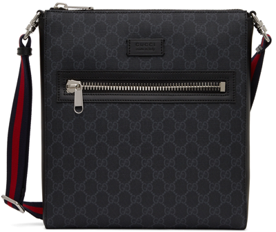 Shop Gucci Black Gg Messenger Bag In 1095 Black/nero/brb