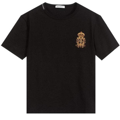 Shop Dolce & Gabbana Boys Crown Cotton T-shirt Black