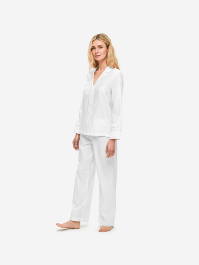 Shop Derek Rose Women's Pyjamas Kate 7 Cotton Jacquard White
