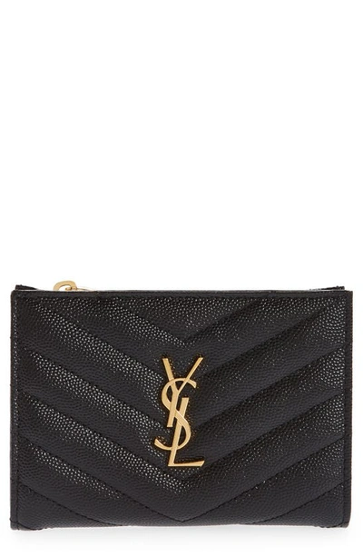 Shop Saint Laurent Monogram Matelassé Leather Bifold Wallet In 1000 Nero