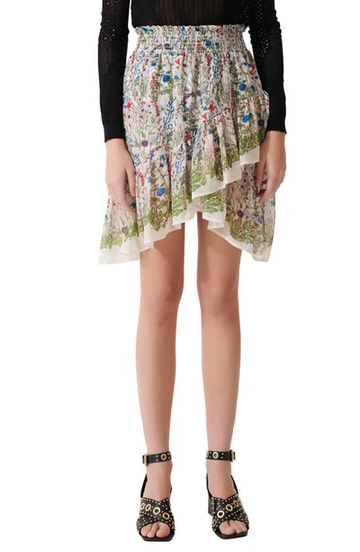 Shop Maje Jonquille Floral Skirt In Ecru / Green