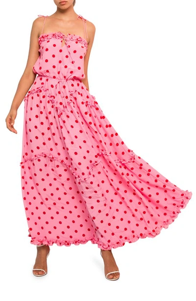 Shop S/w/f Dynamic Tie Shoulder Maxi Dress In Paradise Pink