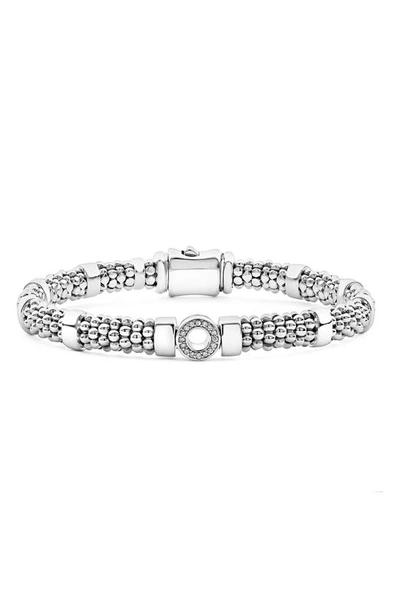 Shop Lagos Enso Caviar Beaded Rope Bracelet In Silver/diamond