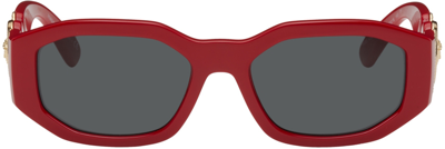 Shop Versace Red Medusa Biggie Sunglasses In Orange