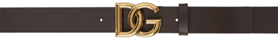 Shop Dolce & Gabbana Brown Cross Dg Lux Belt In 8b421 Moro/oro