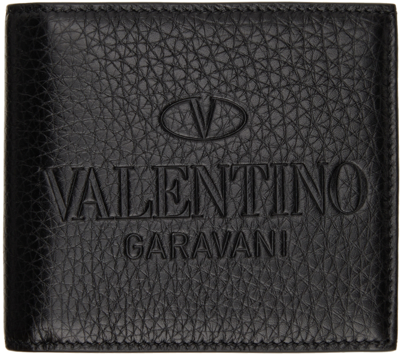 Shop Valentino Black Logo Wallet In Nero/deep Antique Go