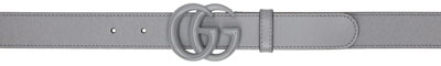 Shop Gucci Grey Gg Marmont Thin Belt In 1711 Dp Grey/dp Grey