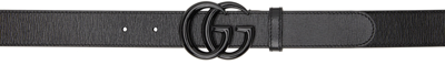 Shop Gucci Black Gg Marmont Thin Belt In 1000 Black/black