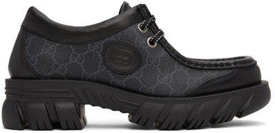 Shop Gucci Black Interlocking G Lace-up Boots In 1000 Nero/nero/nero/