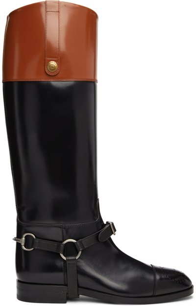 Shop Gucci Black Zelda Tall Boots In 1079 Nero/amber Hone
