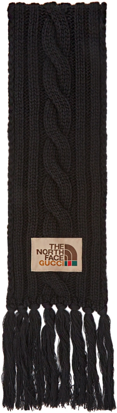 Shop Gucci Black The North Face Edition Wool Scarf In 1000 Black