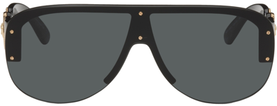 Shop Versace Black Medusa Biggie Shield Sunglasses