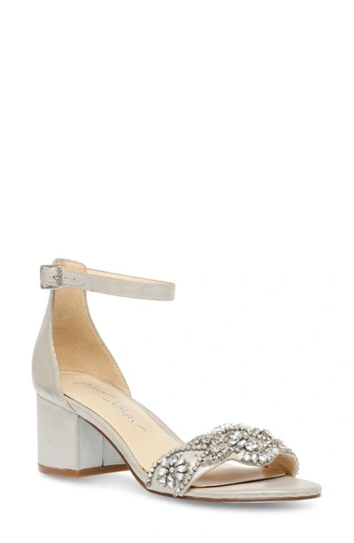Shop Betsey Johnson Crystal Embellished Block Heel Sandal In Silver