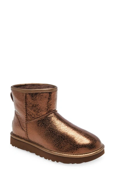 Shop Ugg Classic Mini Ii Genuine Shearling Lined Boot In Bronze Metallic Sparkle