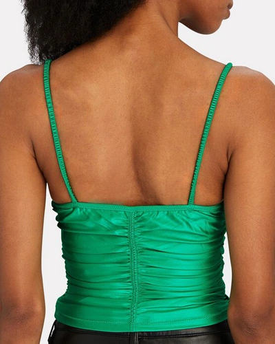 Shop Alexander Wang Ruched Cropped Camisole In Green