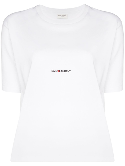 Shop Saint Laurent Sl Logo T-shirt In White