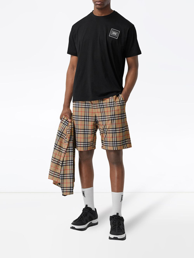Shop Burberry Vintage Check Technical Shorts In Beige