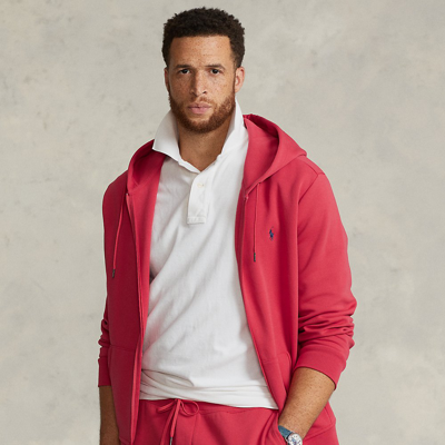 Shop Polo Ralph Lauren Double-knit Full-zip Hoodie In Starboard Red