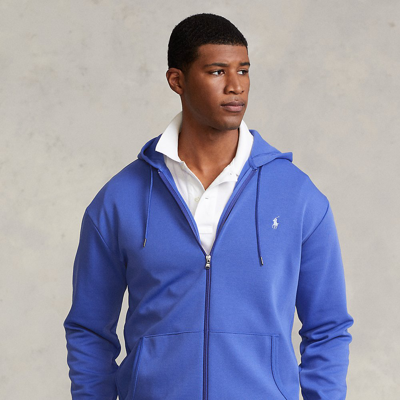 Shop Polo Ralph Lauren Double-knit Full-zip Hoodie In Liberty Blue