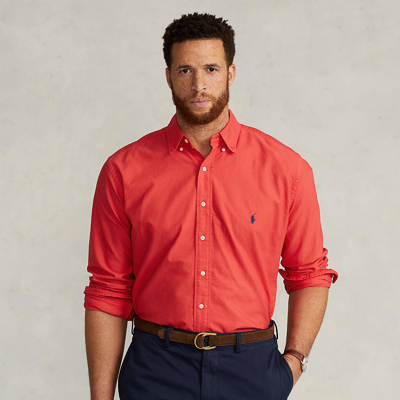 Shop Polo Ralph Lauren Garment-dyed Oxford Shirt In Tomato