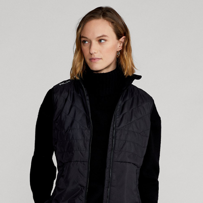 Shop Ralph Lauren Hybrid Mockneck Zip Vest In Polo Black