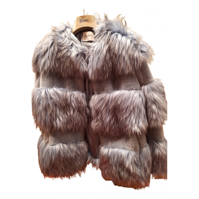 Pre-owned Amanda Baldan Faux Fur Jacket In Turquoise