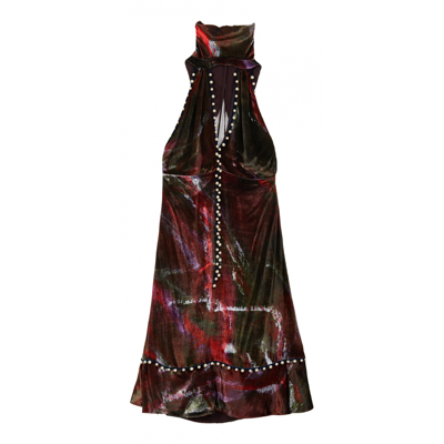 Pre-owned Fendi Velvet Mid-length Dress In Multicolour