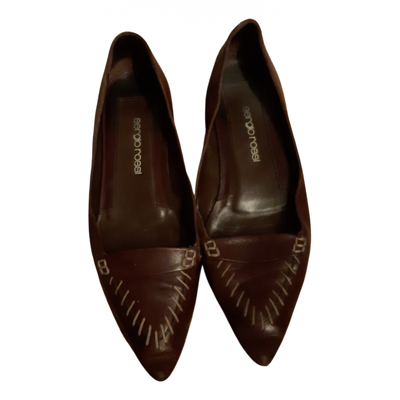 Pre-owned Sergio Rossi Leather Ballet Flats In Brown