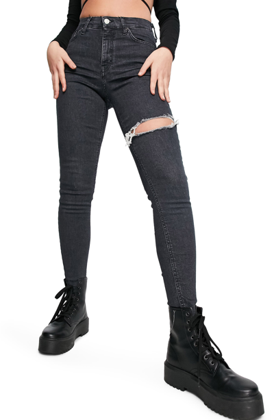 Shop Topshop Jamie Ripped Skinny Jeans In Black
