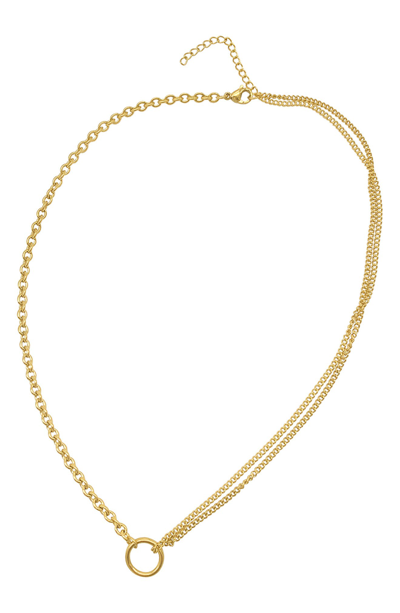 Shop Adornia Water Resistant Mixed Chain Necklace In Yellow