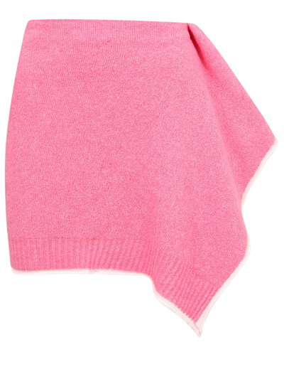 Shop Jacquemus Twisted-wrap Knitted Mini Skirt In Pink