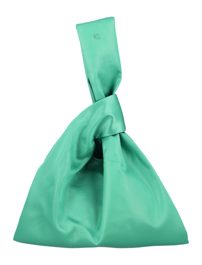 Shop Nanushka Jen Satin Wristlet Bag In Green