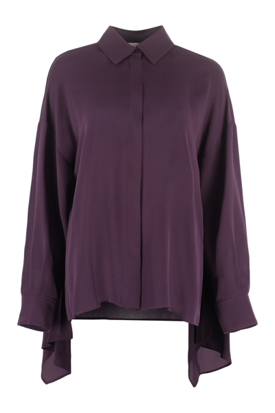 Shop Valentino Silk-georgette Shirt In Prune