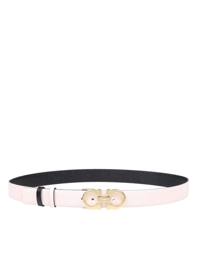 Shop Ferragamo Reversible And Adjustable Belt In Hammered Calfskin In Pink