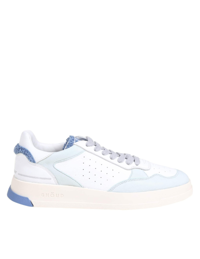 Shop Ghoud Sneakers In White And Light Blue Leather In White/sky