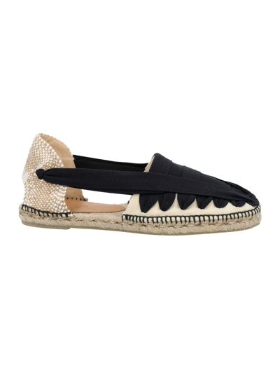 Castaã±er Norman Ribbon-woven Canvas Espadrilles In Black Ivory