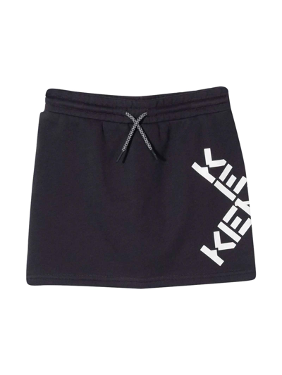 Shop Kenzo Black Skirt With White Print In Antracite