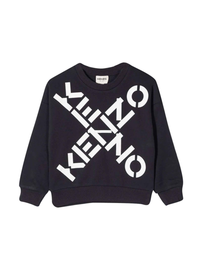 Shop Kenzo Black Sweatshirt With White Print In Antracite