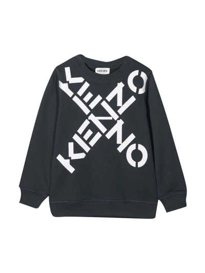 Shop Kenzo Black Sweatshirt With White Print In Nero