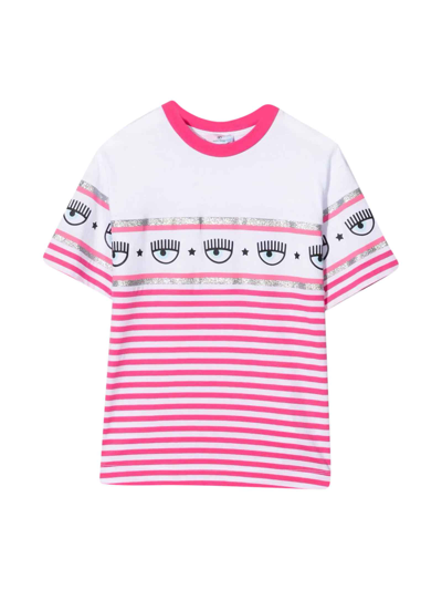 Shop Chiara Ferragni Fucsia Striped T-shirt