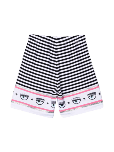 Shop Chiara Ferragni Striped Sports Shorts In Nero