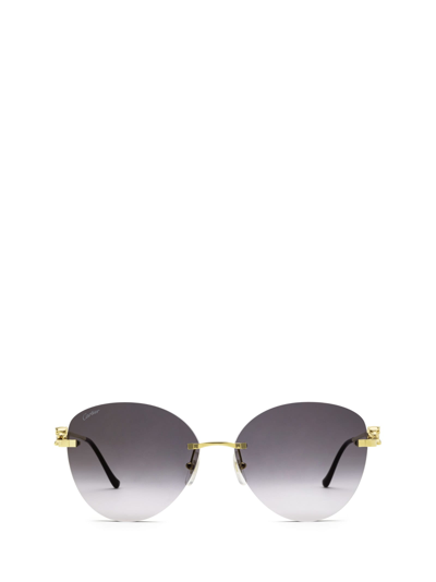 Shop Cartier Ct0269s Gold Sunglasses