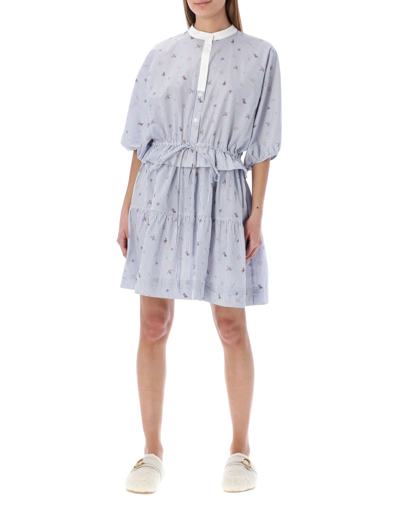 Shop See By Chloé Peplum Shirt Dress In Multicolor