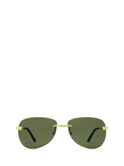 Shop Cartier Eyewear Ct0035rs Gold Sunglasses