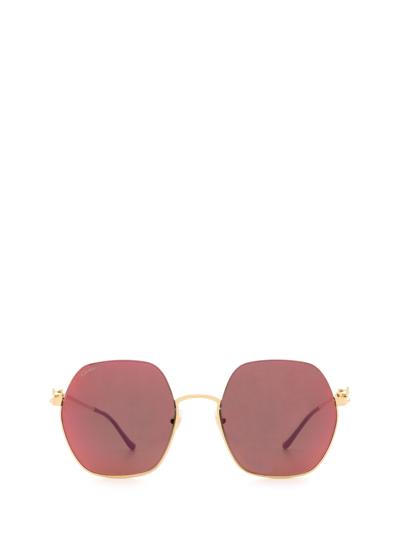 Shop Cartier Eyewear Ct0267s Gold Sunglasses
