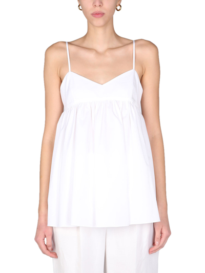 Shop Aspesi Poplin Top In Bianco