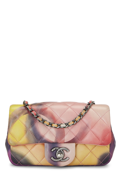 Chanel Pink Multicolor Floral Print Quilted Lambskin Leather Mini