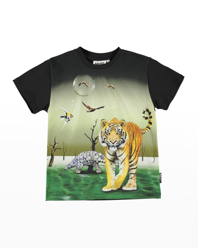 Shop Molo Boy's Roxo Tiger Graphic T-shirt In Surreal World