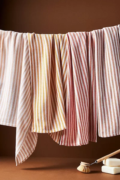 Shop Anthropologie Baker Stripe Dish Towels, Set Of 4 By  In Red Size Set Of 4